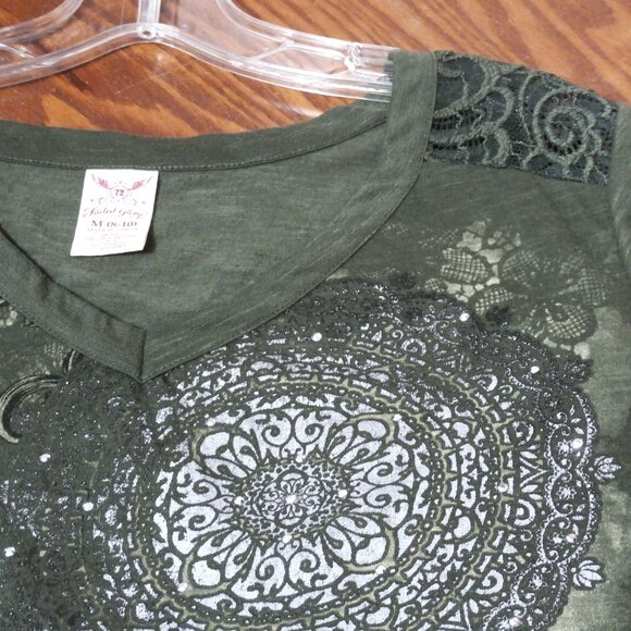 FADED GLORY Women's Top Blouse Color Sea Turtle (Olive Green) M (8-10) - Picture 5 of 7